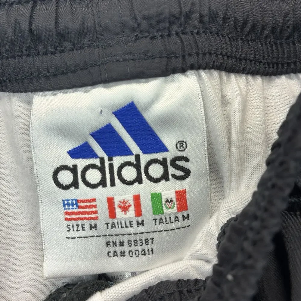 Vintage Adidas Track Pants Men’s M Black Nylon Lined Zip Ankle Windbreaker